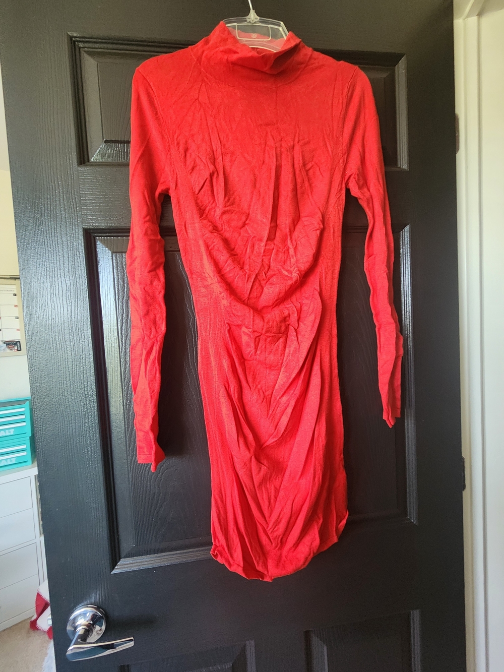 Express Bright Red Long-Sleeve Turtleneck Dress